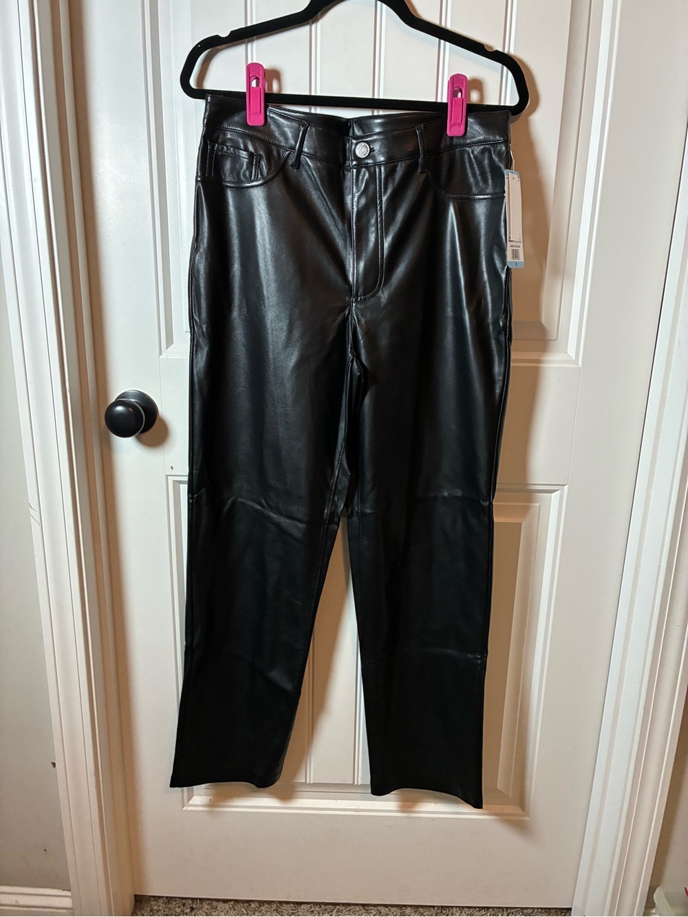 Joie Black Straight-Leg Faux Leather Jeans